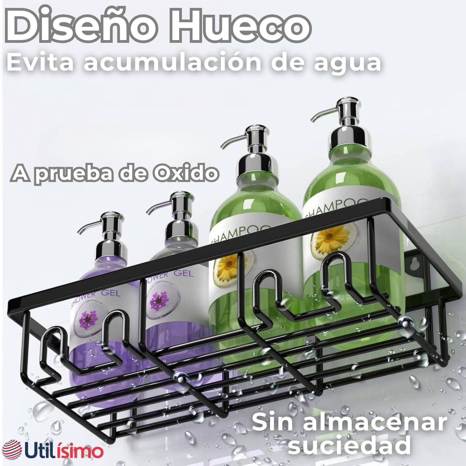 Set Organizador De Ducha 5 Piezas Acero Inoxidable Instalaci&oacute;n Adhesiva image number 6.0