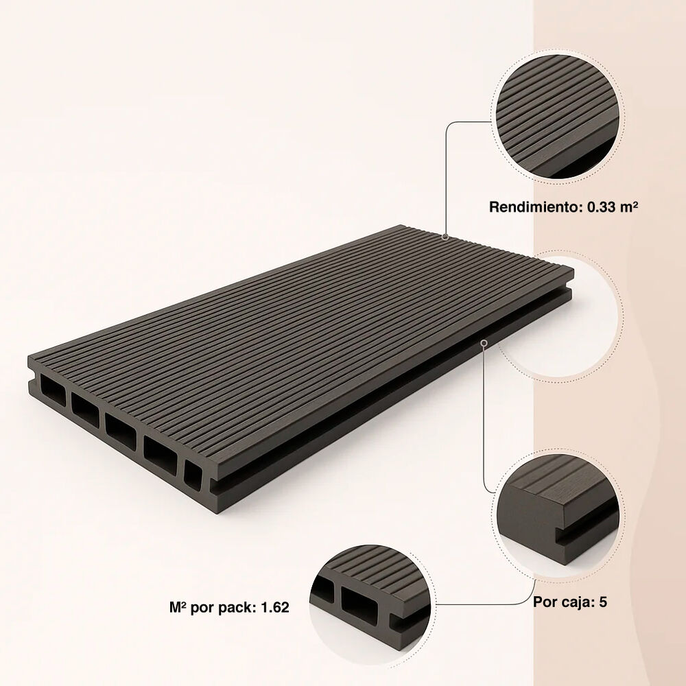 Pack De 5 Deck Exterior Wpc Color Gris Oscuro image number 4.0