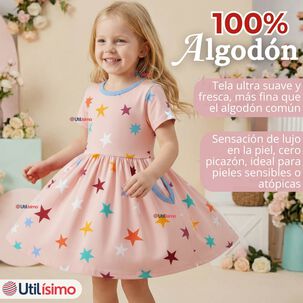 Vestido Manga Corta Estrellas Algod&oacute;n Ni&ntilde;a