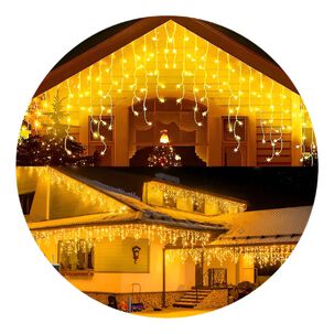 Luces Navidad Solar Cascada Calidas 360 Led 8m Decoracion Luces Navidad Solar Cascada Calidas 360 Led 8m Decoracion
