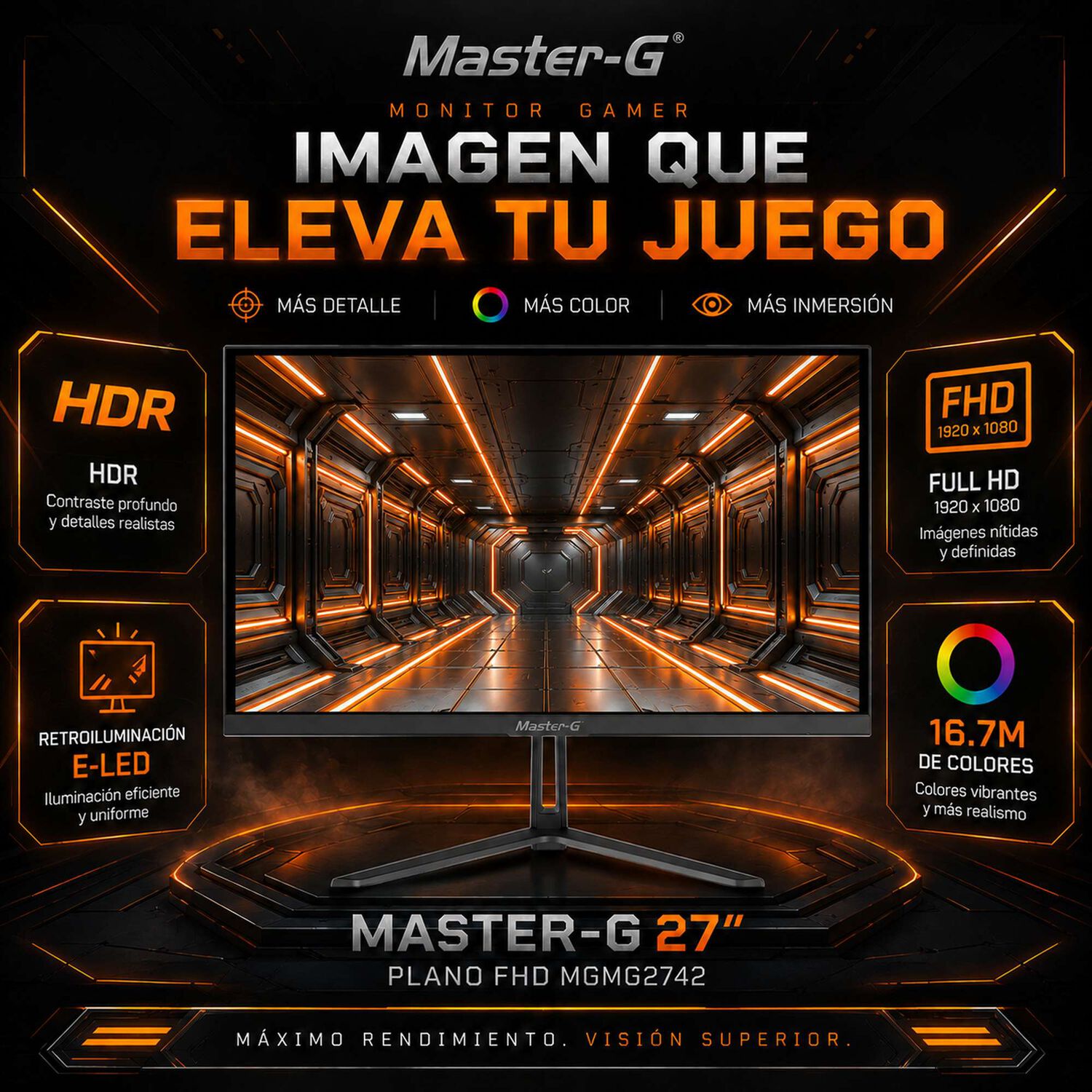 Monitor Gamer 27" Fhd Ips Hdr 180hz 1ms Mgmg2742 Master-g image number 4.0