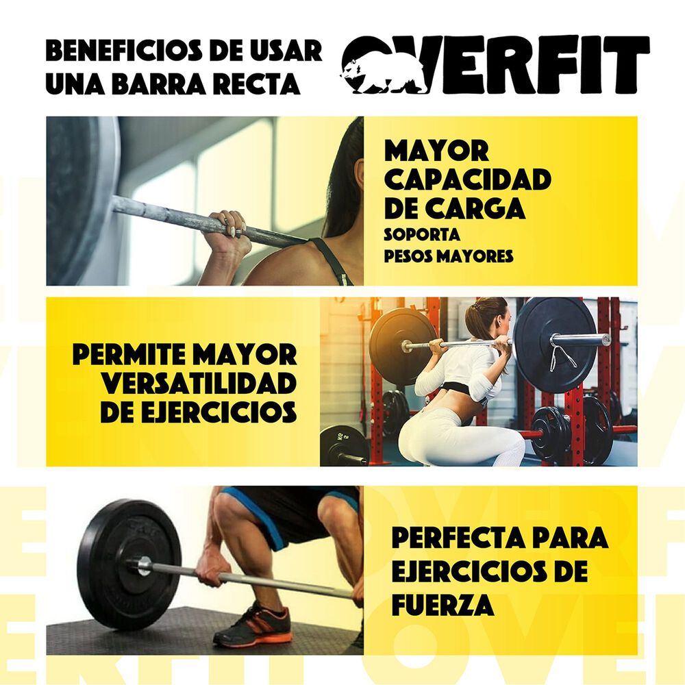 Barra Olimpica Recta Overfit 20kg 220cm Cromada Fitness image number 4.0