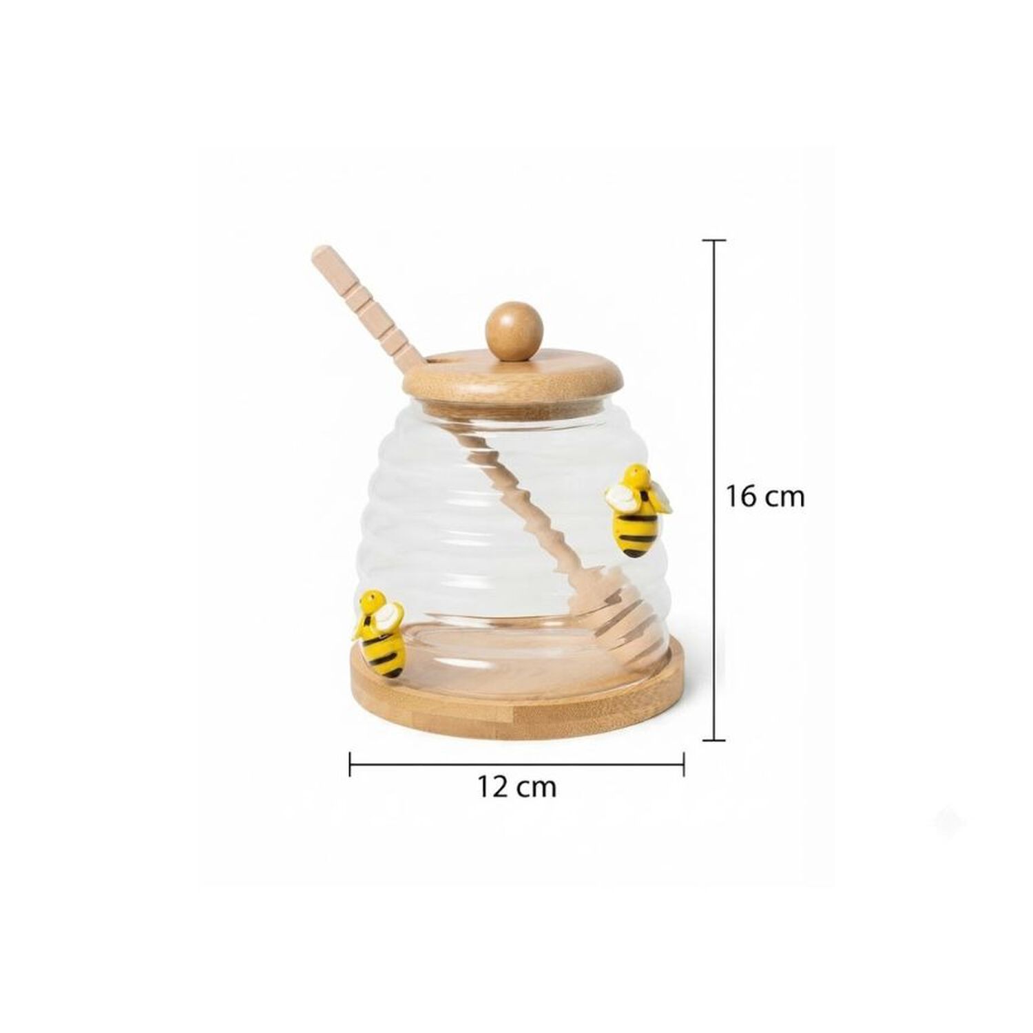 Tarro Miel Vidrio Colmena Dipper Madera Abejas Decorativas image number 1.0