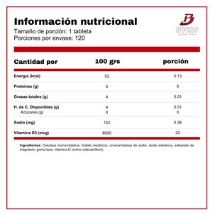 Vitamina D3 800ui 120 Tabletas