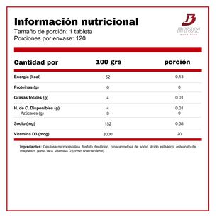 Vitamina D3 800ui 120 Tabletas