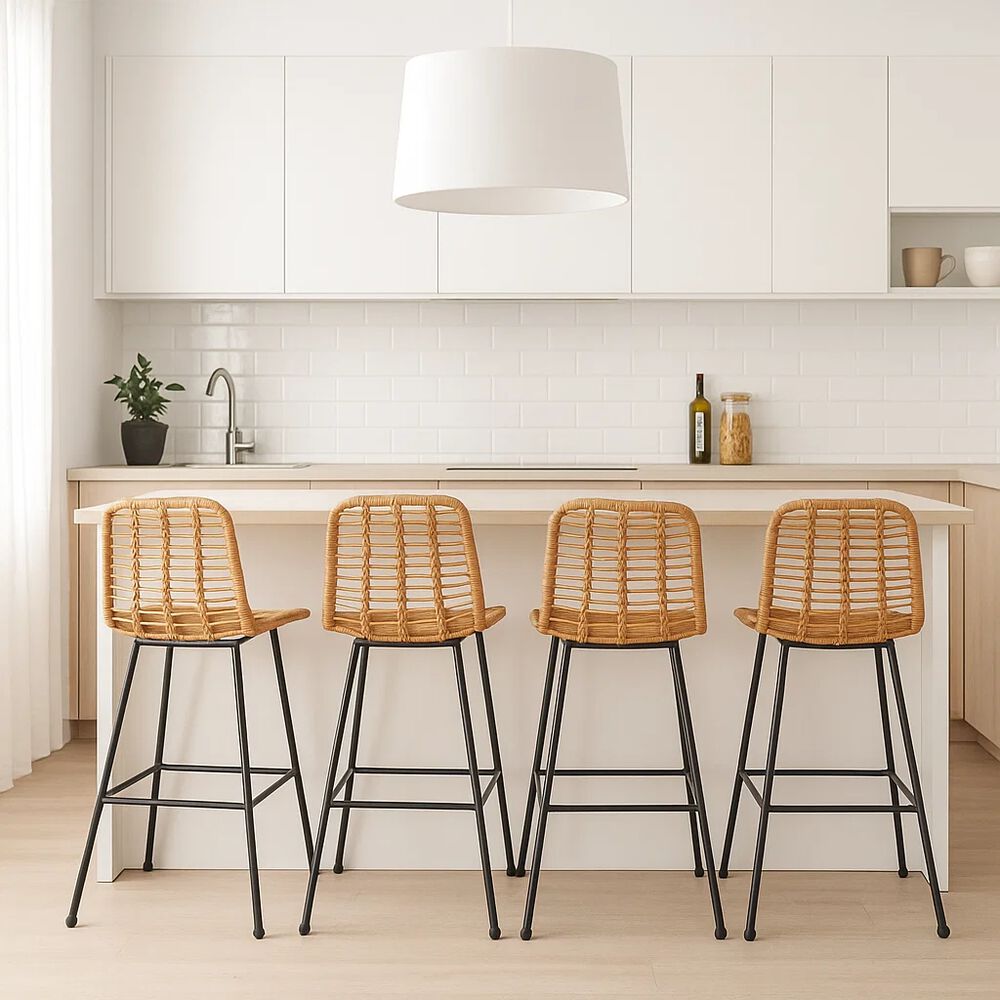 Pack De 4 Taburetes Alto De Terraza Rattan Grecia Color Madera image number 2.0