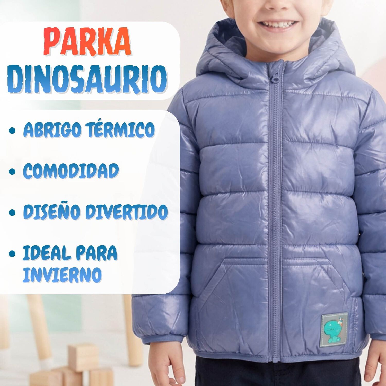 Parka Dinosaurio Con Capucha Manga Larga Ni&ntilde;o Jump Kids image number 3.0