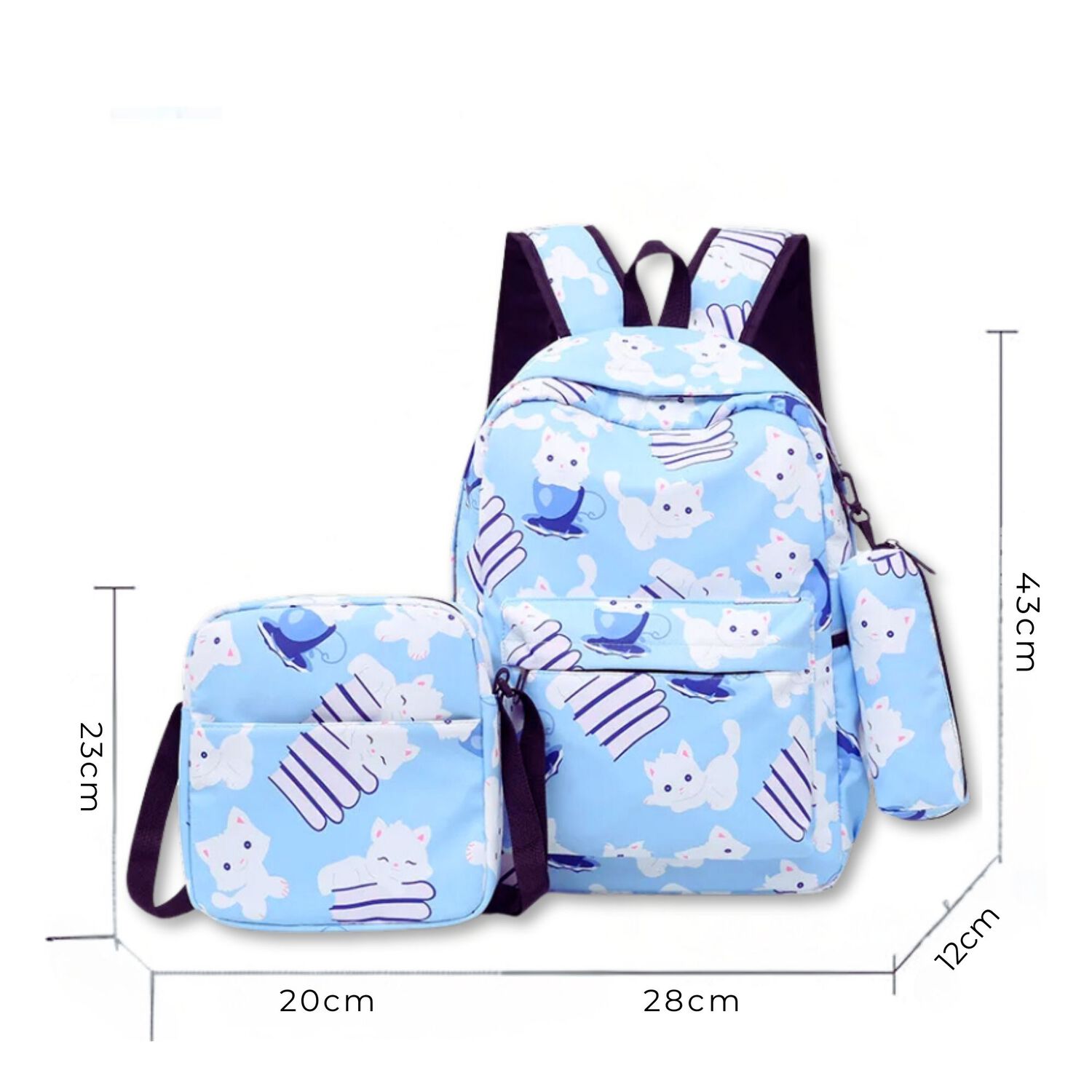 Pack Mochila Lonchera Estuche 43cm Juvenil Y Escolar Cat image number 1.0