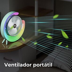 Ventilador Escritorio Port&aacute;til Usb Con L&aacute;mpara Luces Led Colores