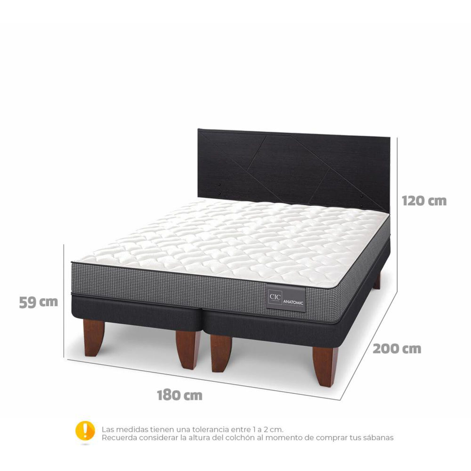 Cama Europea Cic Anatomic / King / Base Dividida + Respaldo image number 4.0