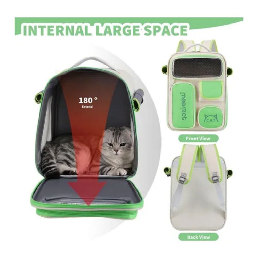 Bolso Mochila De Transporte Para Gatos Portátil Verde image number 5.0