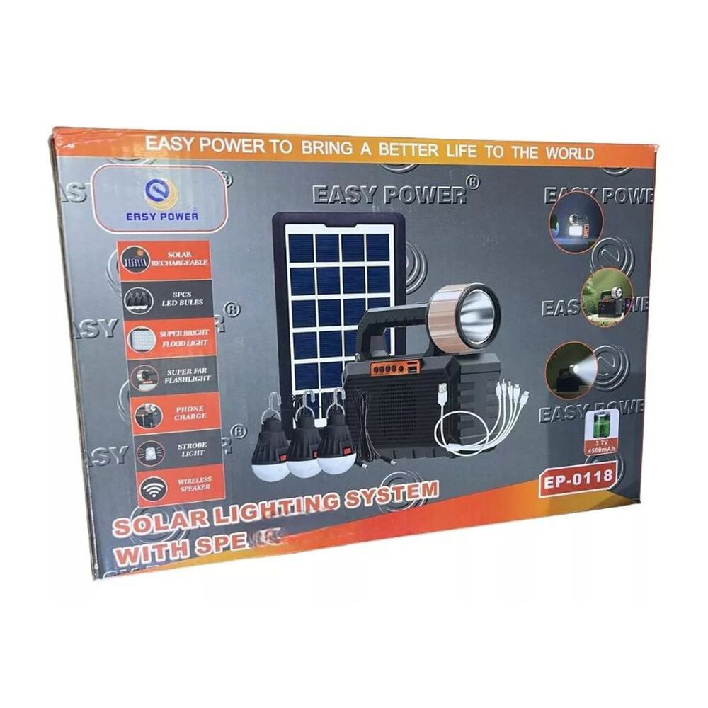 Lampara Solar Con Ampolletas Linterna Portatil Radio Fm Usb image number 2.0