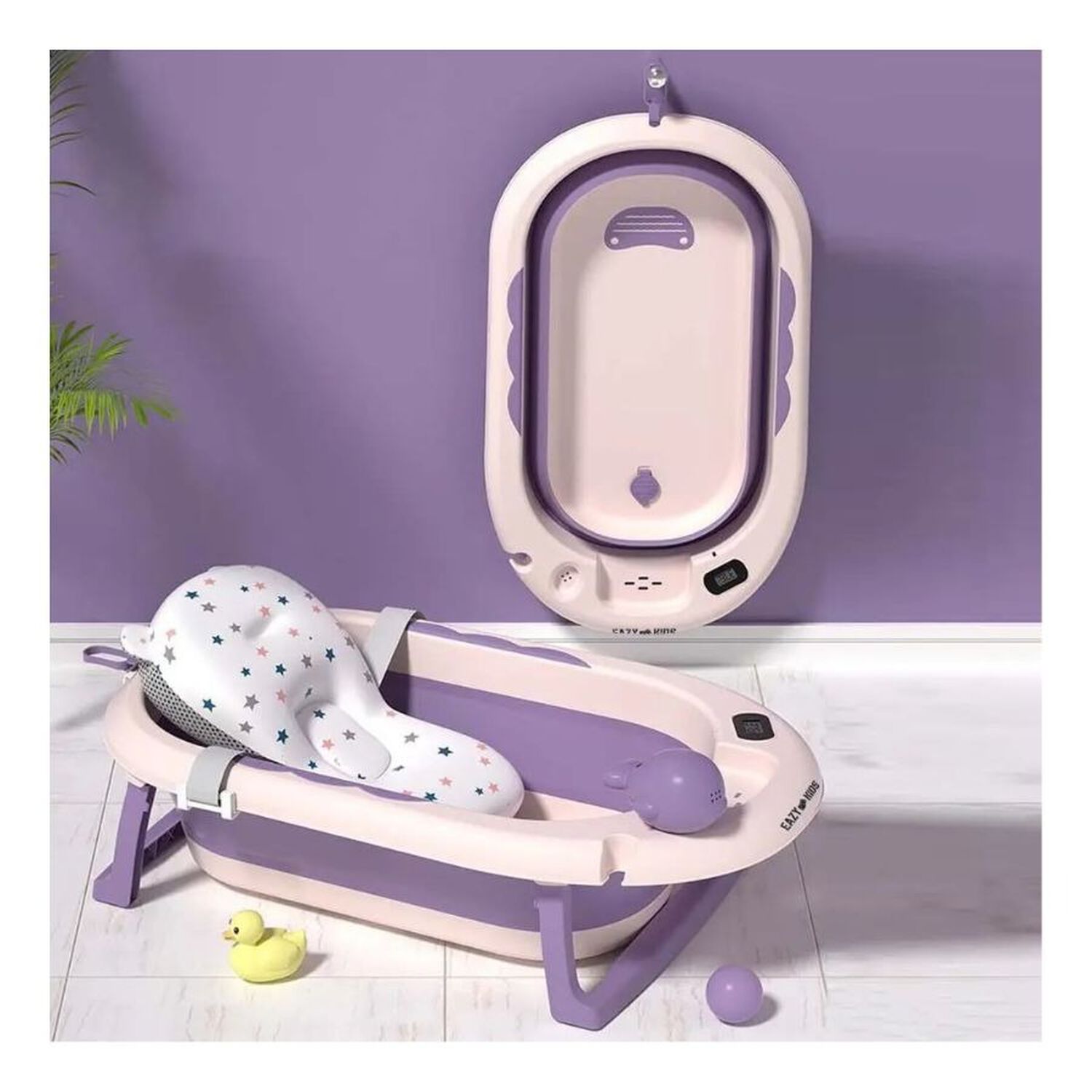 Tina Ba&ntilde;era Plegable Beb&eacute; Con Term&oacute;metro Y Coj&iacute;n Estrella Morado image number 1.0