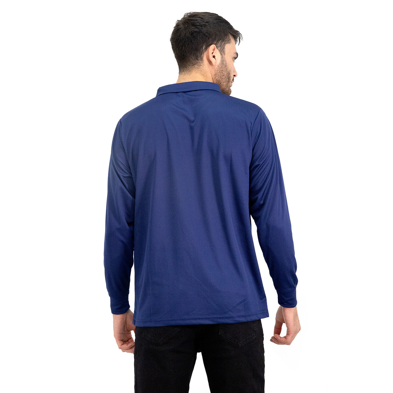 Polera Cooldry Quebec Manga Larga Azul image number 2.0