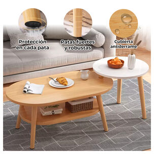 Mesa De Centro Con Mesa Auxiliar Diseño Elegante
