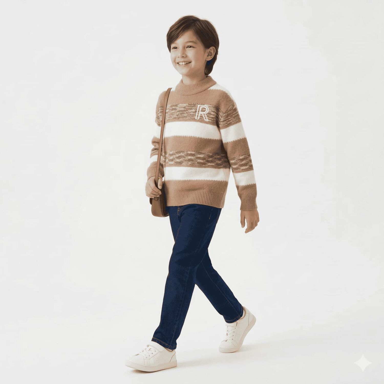 Sueter Ni&ntilde;o Invierno Tejido Rayado Cuello Alto Moda Infantil image number 0.0