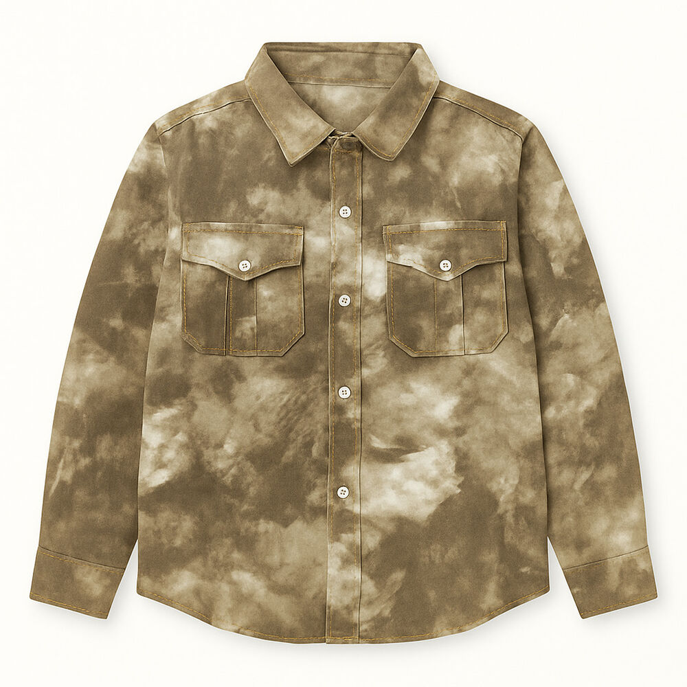 Camisa Tie-dye Infantil Café Jaspeada Manga Larga image number 2.0