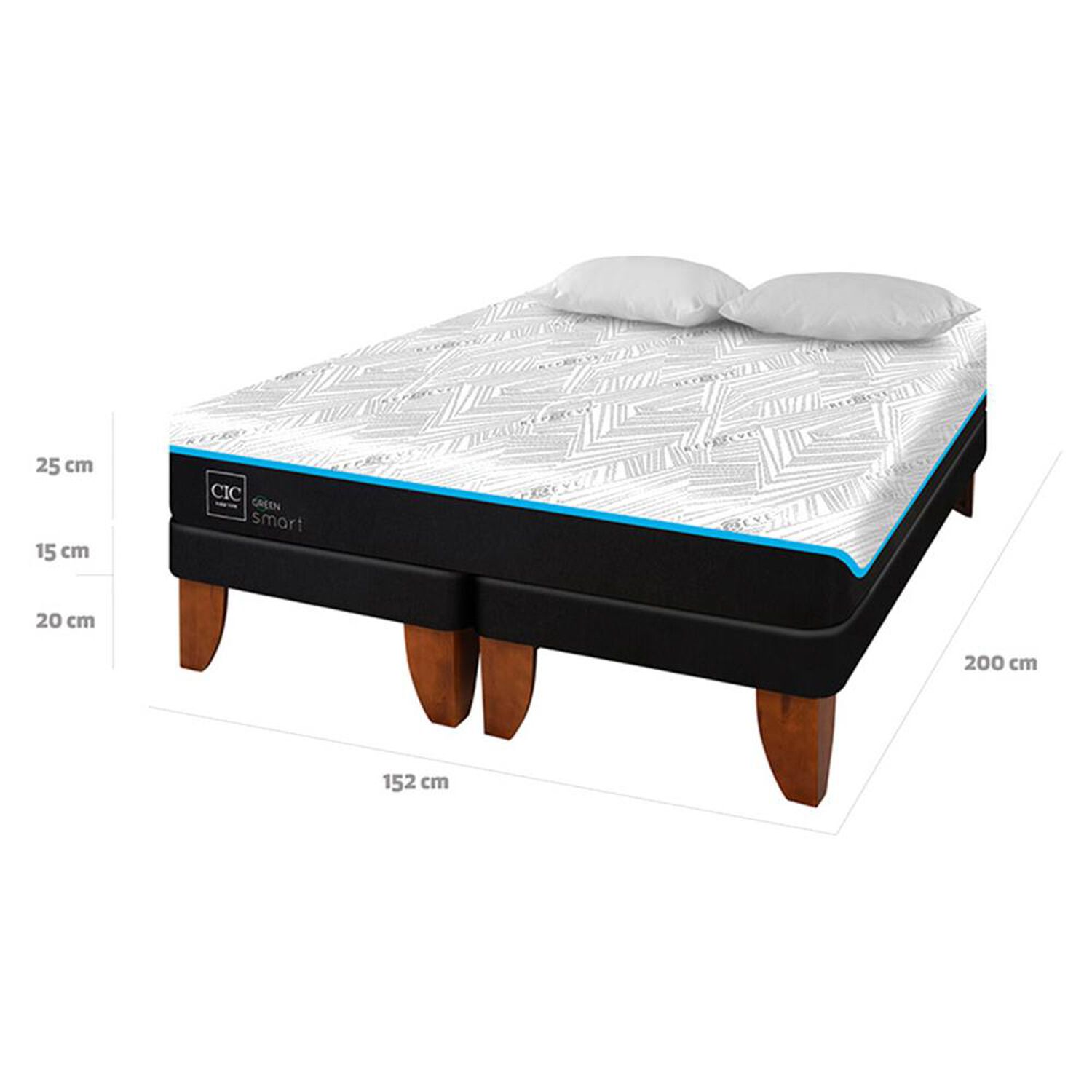 Cama Europea Cic Green Infinity / 2 Plazas / Base Dividida + Almohada image number 6.0