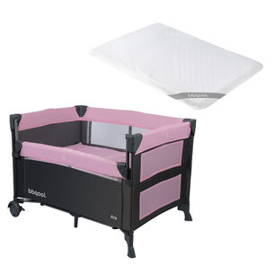 Cuna Playard Colecho Ara Rosado + Colch&oacute;n De Viaje Plegable