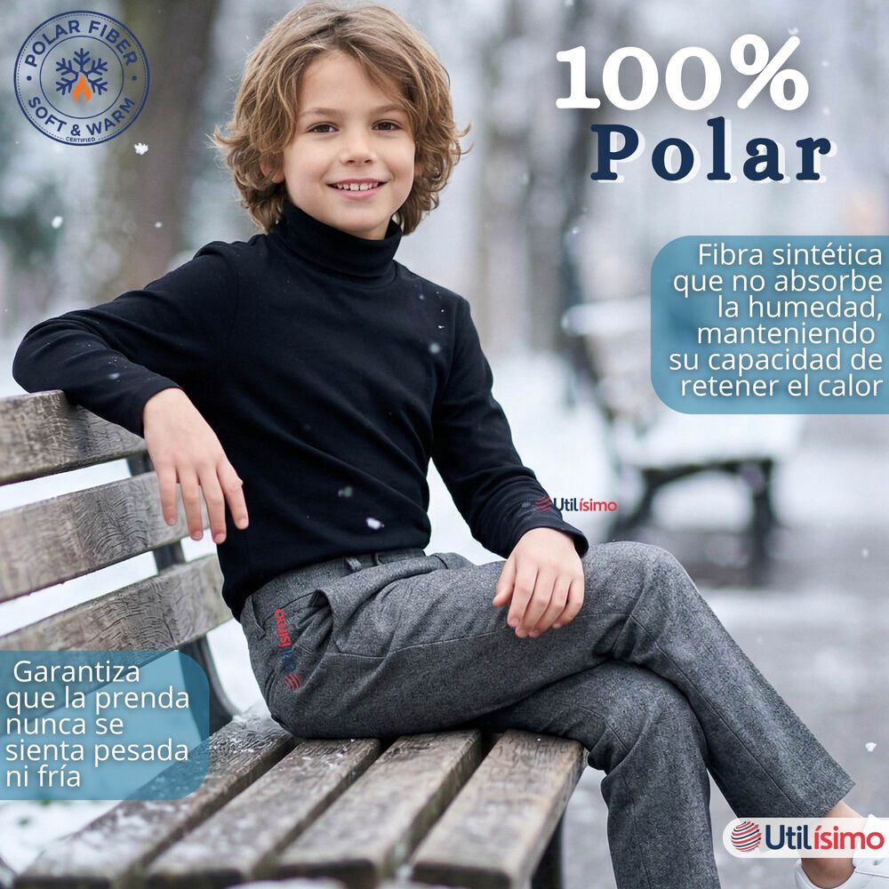 Pack 3 Poleras Camisetas Polar Negras Primera Capa Beatle Manga Larga Ni&ntilde;o image number 3.0