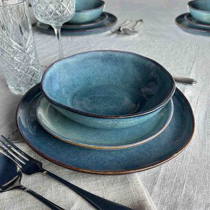 Set 6 Platos Redondo Ceramica Azul 21 Cm Linea Efes
