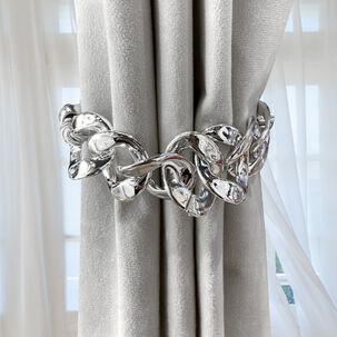 Pack De 02 Sujetadores Cadena Magn&eacute;ticas Para Cortinas Plata