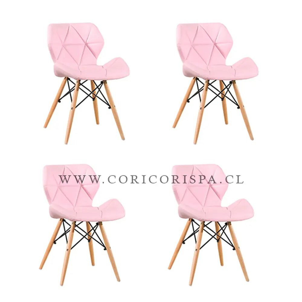 Juego De Comedor Madrid 140x80cms + 4 Sillas Eames Mariposa Ecocuero Rosa image number 3.0
