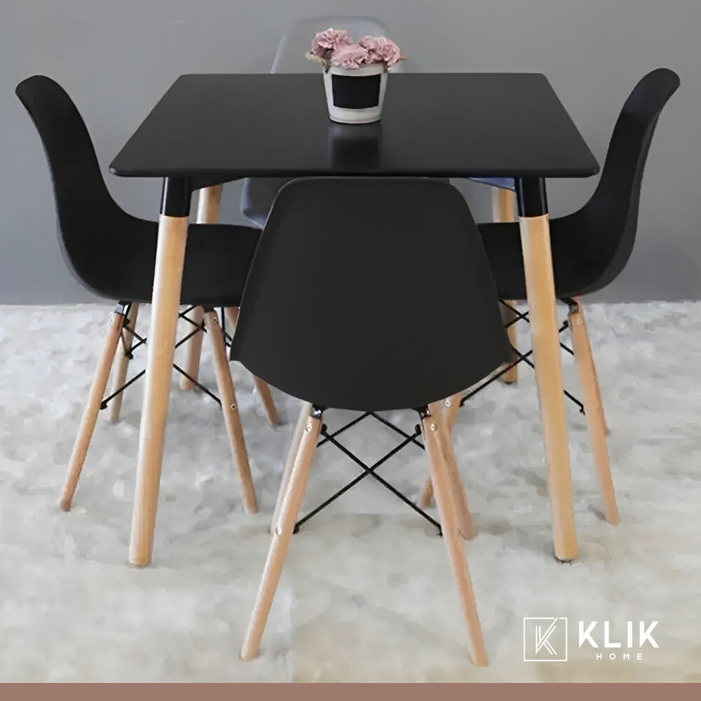 Comedor Mesa Eames Cuadrada Negra + 4 Sillas Eames Negras image number 1.0