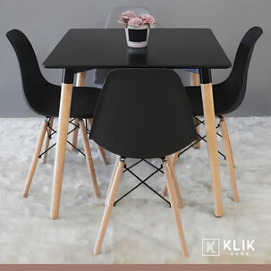Comedor Mesa Eames Cuadrada Negra + 4 Sillas Eames Negras Comedor Mesa Eames Cuadrada Negra + 4 Sillas Eames Negras