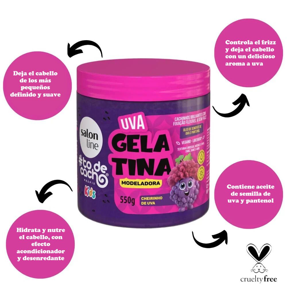 Todecacho Gelatina Modeladora Kids De Uva 550gr Salon Line image number 3.0