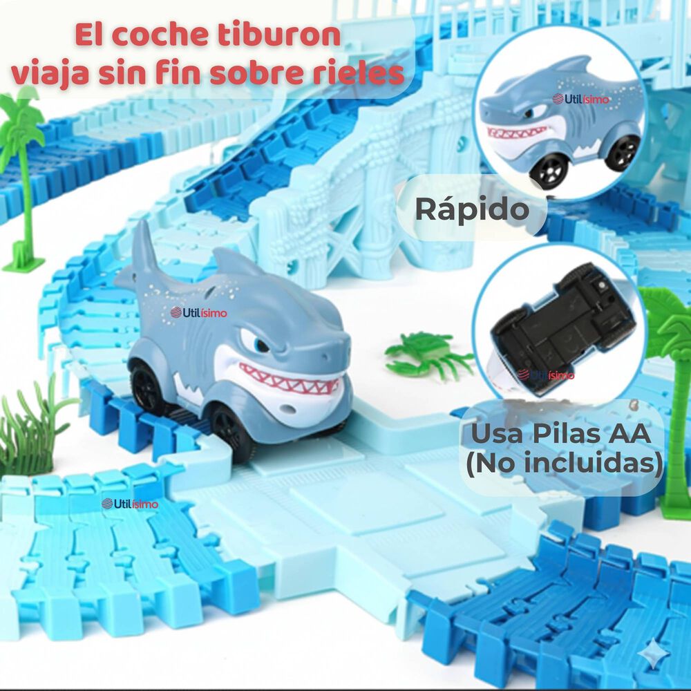 Pista Carreras De Auto Ni&ntilde;o Juguete Flexible Acu&aacute;tico 183 Piezas image number 7.0