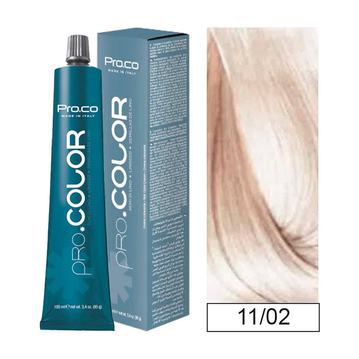 Pro.color - Tintura Permanente Super Aclarante 11/02 Rubio Clarisimo Perlado 100ml + Oxidante image number 0.0