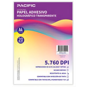 Papel Adhesivo Holografico 20 Hojas Transparente A4 - Ps