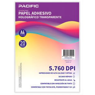 Papel Adhesivo Holografico 20 Hojas Transparente A4 - Ps