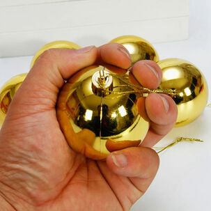 6 Esferas Navideñas Bambalinas 4cm Adorno Dorado Decoracion