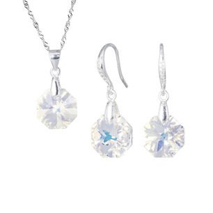 Conjunto Bruselas Plata 925 Y Cristal Genuino Boreal