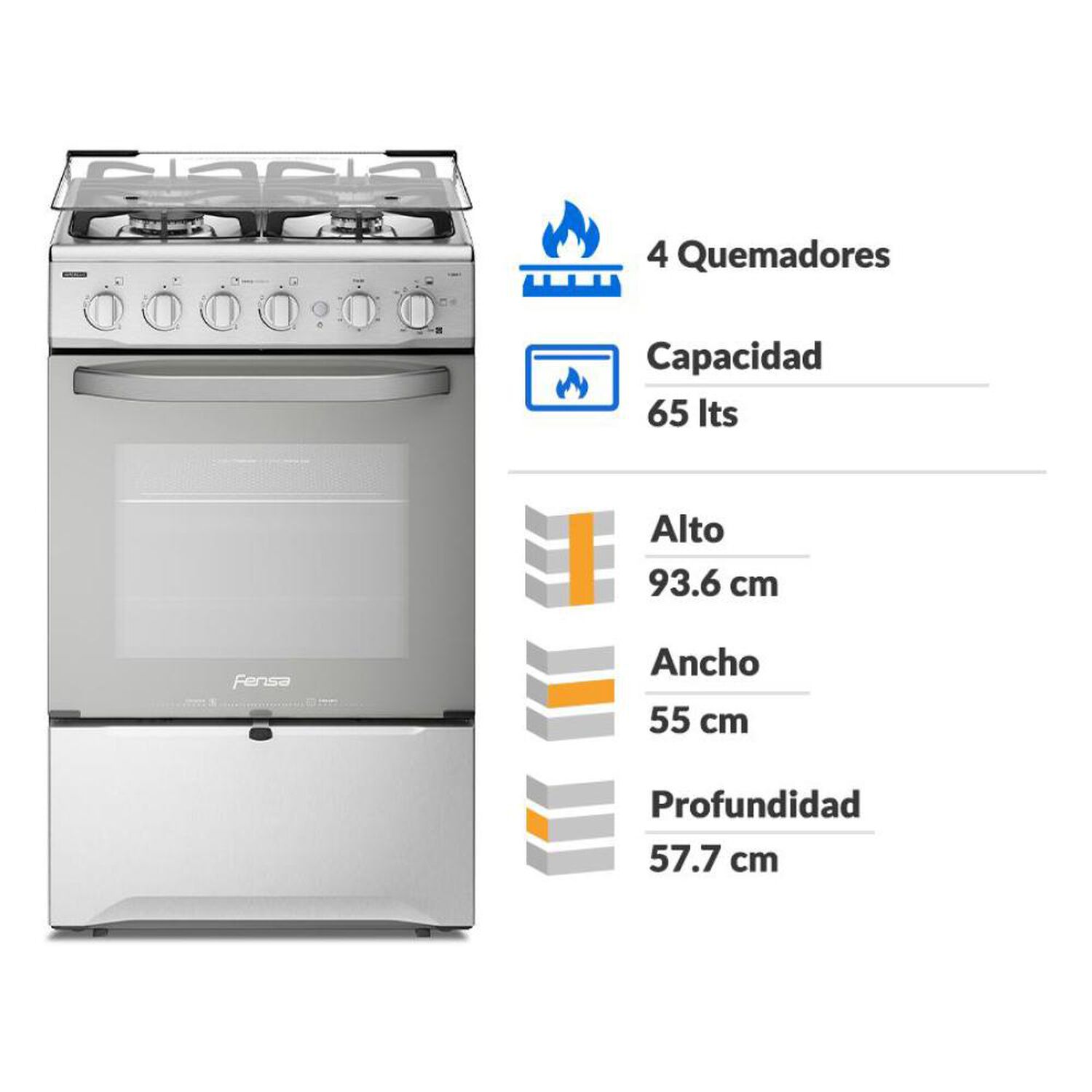 Cocina A Gas Fensa F 2808 T / 4 Quemadores image number 1.0