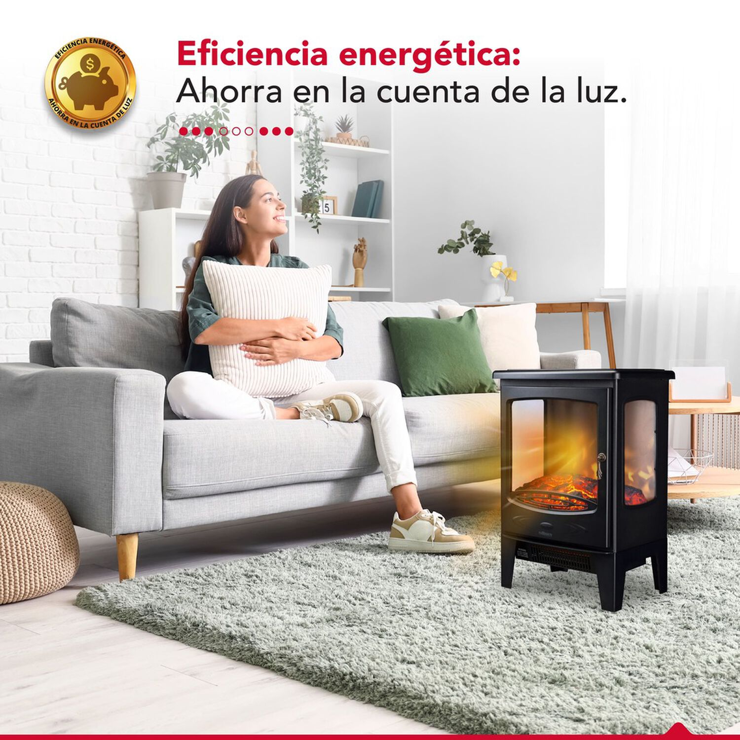 Chimenea Electrica 2 Potencias 1800w Thor Fireplace 3d Negro image number 7.0