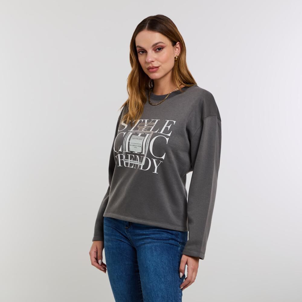 Polerón Estampado Aplicación Folia Y Strass Cuello Redondo Mujer Kimera image number 2.0