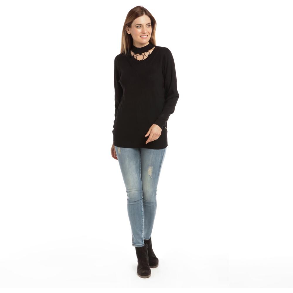 Sweater Liso Cuello V Mujer Bny"S image number 1.0