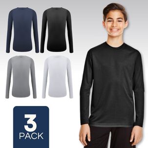 Pack 3 Camisetas Bambú Primera Capa Niño Manga Larga Cuello Redondo
