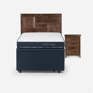 Bed Boxet Rosen Upline / 1.5 Plazas / Base Normal + Set De Maderas Dolce