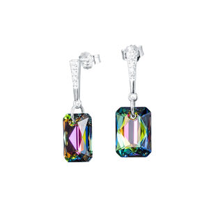 Aros Estefania Plata Italiana 925 Y Cristales Genuinos Vitral Medium