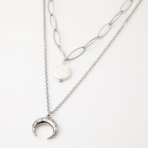 Collar Doble 19v69 Italia Plateado Mujer Stne207
