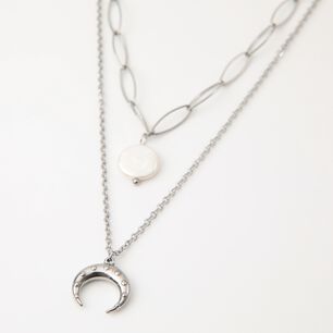 Collar Doble 19v69 Italia Plateado Mujer Stne207