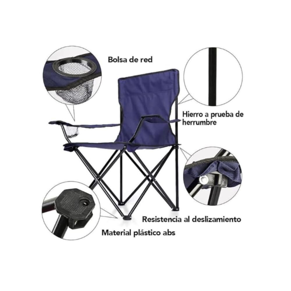 Silla Plegable De Playa Camping Pesca Picnic Con Porta Vaso image number 20.0