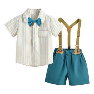 Conjunto De Vestir Con Corbatín Y Pantalón Corto 6 Meses A 4 Años Azul Cielo