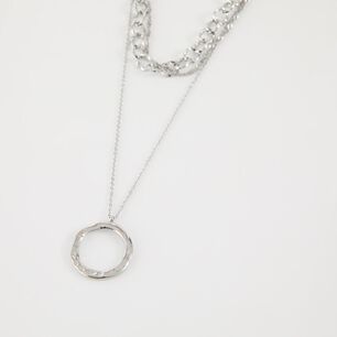 Collar Doble 19v69 Italia Plateado Mujer
