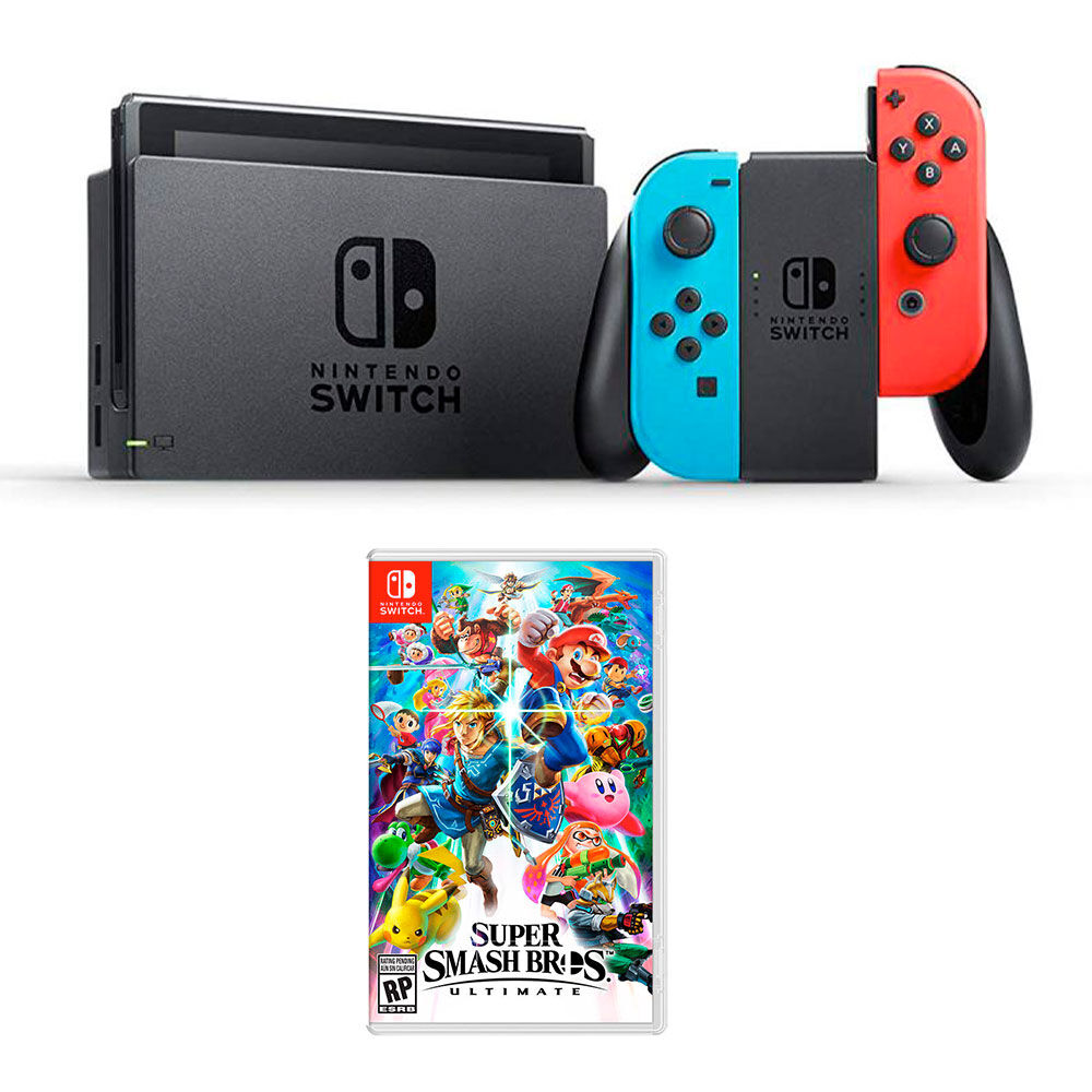 Consola Nintendo Switch Neon + Juego Super Smash bros Ultimate image number 0.0