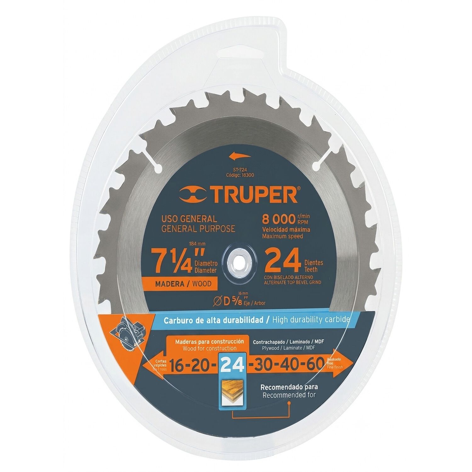 Disco Sierra Circular 7 1/4 Pulgadas 24 Dientes Truper image number 3.0